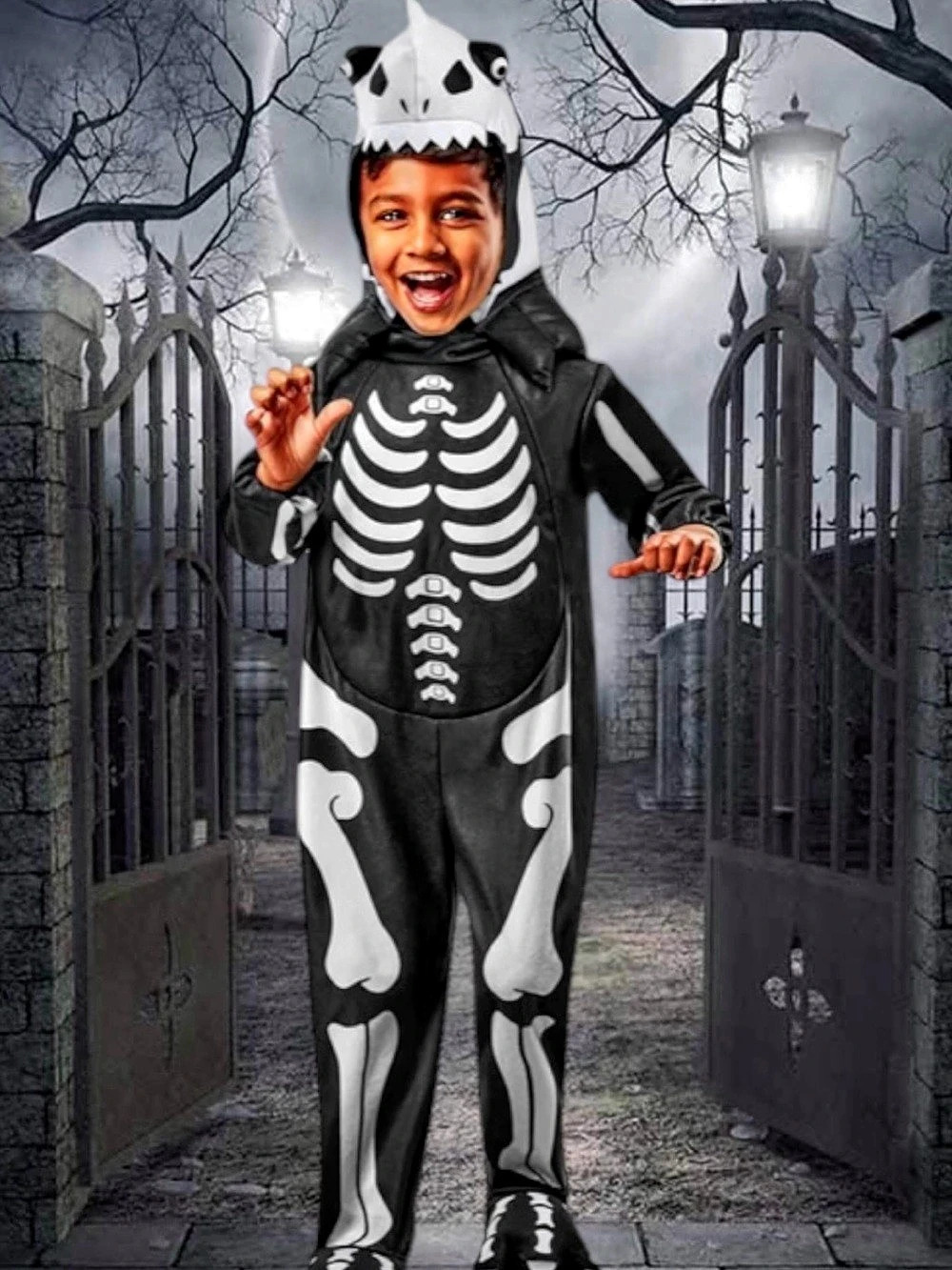 Rubies Skelesaurus Rex Costume Boys 2T Black & White